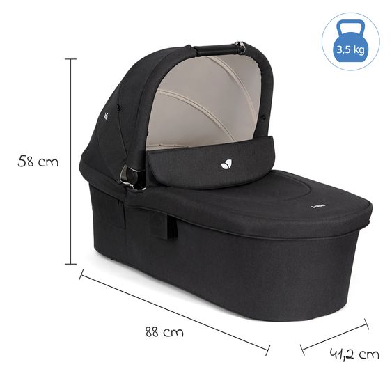 joie 2in1 Kombi-Kinderwagen-Set Litetrax bis 22 kg belastbar mit Schieber-Ablagefach, Babywanne Ramble XL, Adapter & Zubehör Paket - Shale