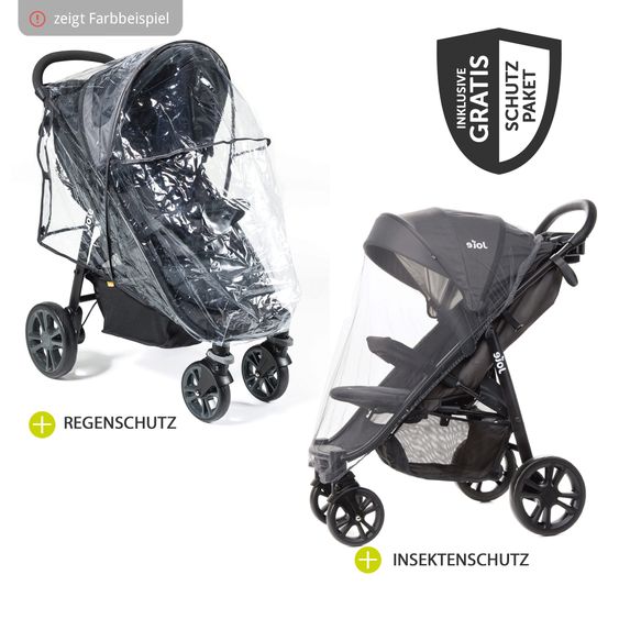 joie 2in1 Kombi-Kinderwagen-Set Litetrax Pro Air bis 22 kg belastbar mit Luftreifen, Schieber-Ablagefach, Babywanne Ramble, Adapter & Zubehör Paket - Pebble