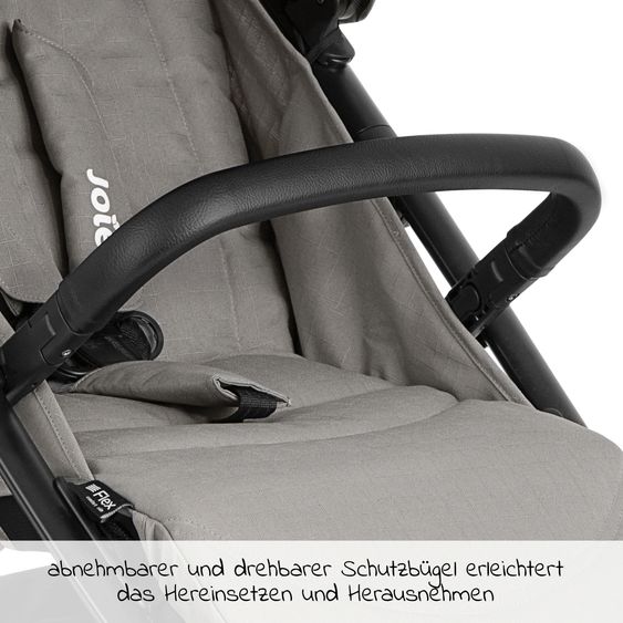 joie 2in1 Kombi-Kinderwagen-Set Litetrax Pro Air bis 22 kg belastbar mit Luftreifen, Schieber-Ablagefach, Babywanne Ramble, Adapter & Zubehör Paket - Pebble