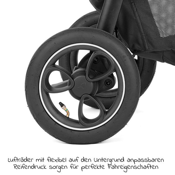 joie 2in1 Kombi-Kinderwagen-Set Litetrax Pro Air bis 22 kg belastbar mit Luftreifen, Schieber-Ablagefach, Babywanne Ramble, Adapter & Zubehör Paket - Pebble