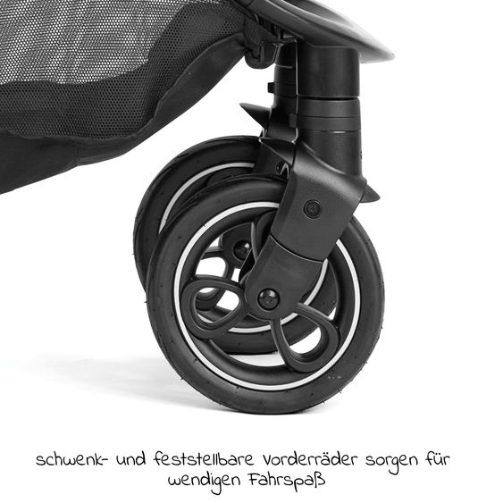 joie 2in1 Kombi-Kinderwagen-Set Litetrax Pro Air bis 22 kg belastbar mit Luftreifen, Schieber-Ablagefach, Babywanne Ramble, Adapter & Zubehör Paket - Pebble