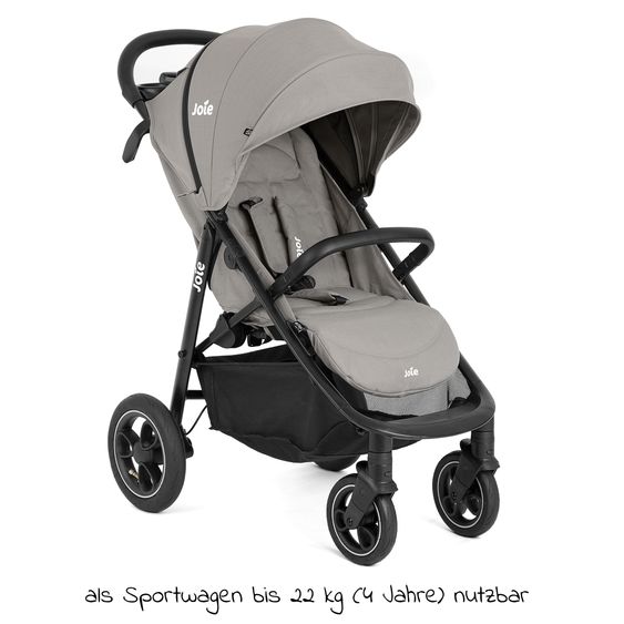 joie 2in1 Kombi-Kinderwagen-Set Litetrax Pro Air bis 22 kg belastbar mit Luftreifen, Schieber-Ablagefach, Babywanne Ramble, Adapter & Zubehör Paket - Pebble