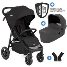 2in1 baby carriage set Litetrax Pro Air up to 22 kg load capacity with pneumatic tires, pusher storage compartment, carrycot Ramble, adapter & accessories package - Shale