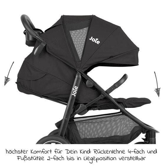 joie 2in1 baby carriage set Litetrax Pro Air up to 22 kg load capacity with pneumatic tires, pusher storage compartment, carrycot Ramble, adapter & accessories package - Shale