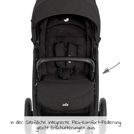 joie 2in1 baby carriage set Litetrax Pro Air up to 22 kg load capacity with pneumatic tires, pusher storage compartment, carrycot Ramble, adapter & accessories package - Shale