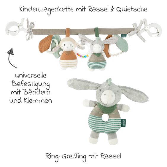 joie 2in1 Kombi-Kinderwagen-Set Litetrax Pro Air bis 22 kg belastbar mit Luftreifen und Kinderwagenkette & Ring-Greifling - Schieber-Ablagefach, Babywanne Ramble, Adapter & Zubehörpaket - Rosemary