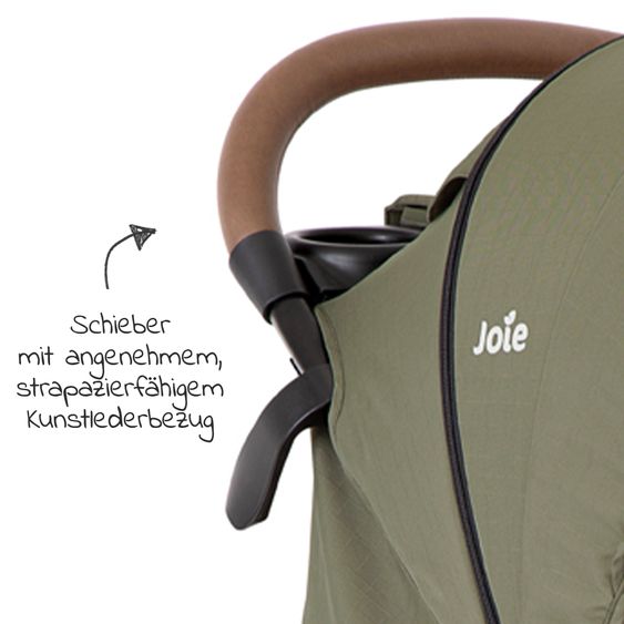 joie 2in1 Kombi-Kinderwagen-Set Litetrax Pro Air bis 22 kg belastbar mit Luftreifen und Kinderwagenkette & Ring-Greifling - Schieber-Ablagefach, Babywanne Ramble, Adapter & Zubehörpaket - Rosemary