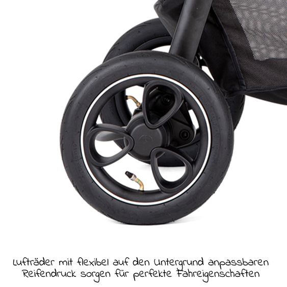 joie 2in1 Kombi-Kinderwagen-Set Litetrax Pro Air bis 22 kg belastbar mit Luftreifen und Kinderwagenkette & Ring-Greifling - Schieber-Ablagefach, Babywanne Ramble, Adapter & Zubehörpaket - Rosemary