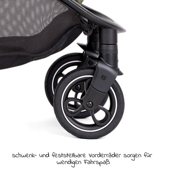 joie 2in1 Kombi-Kinderwagen-Set Litetrax Pro Air bis 22 kg belastbar mit Luftreifen und Kinderwagenkette & Ring-Greifling - Schieber-Ablagefach, Babywanne Ramble, Adapter & Zubehörpaket - Rosemary