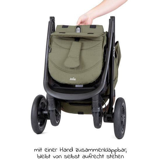 joie 2in1 Kombi-Kinderwagen-Set Litetrax Pro Air bis 22 kg belastbar mit Luftreifen und Kinderwagenkette & Ring-Greifling - Schieber-Ablagefach, Babywanne Ramble, Adapter & Zubehörpaket - Rosemary