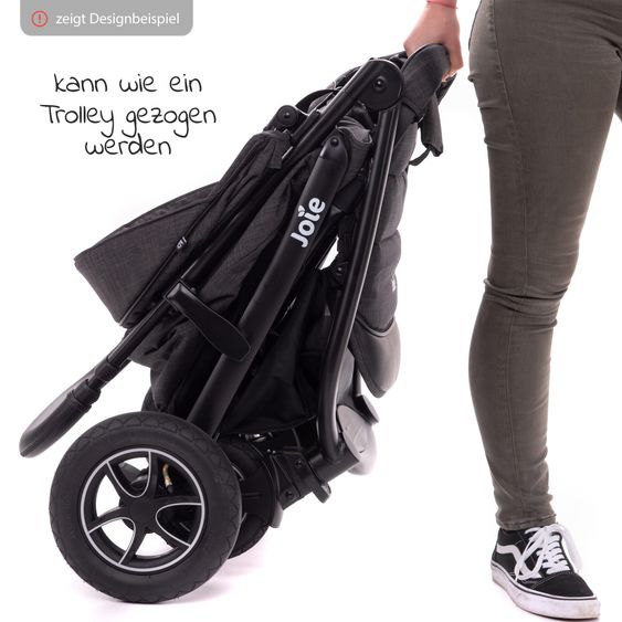 joie 2in1 Kombi-Kinderwagen-Set Litetrax Pro Air bis 22 kg belastbar mit Luftreifen und Kinderwagenkette & Ring-Greifling - Schieber-Ablagefach, Babywanne Ramble, Adapter & Zubehörpaket - Rosemary