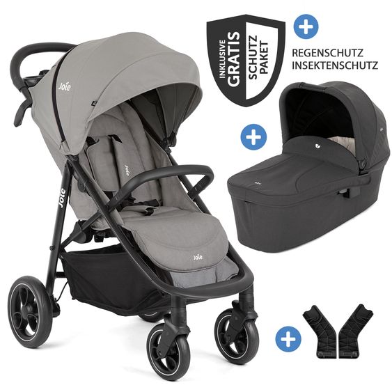 joie Set passeggino 2in1 Litetrax Pro fino a 22 kg di portata con vano portaoggetti, navicella Ramble, adattatore e pacchetto accessori - Pebble