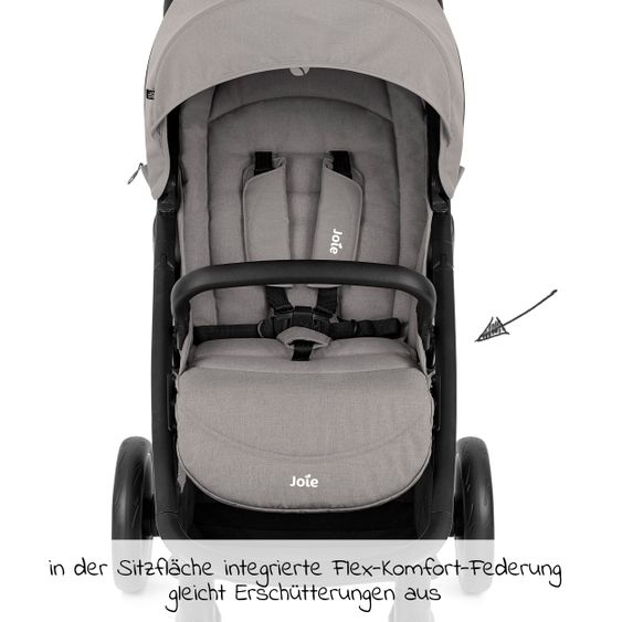 joie Set passeggino 2in1 Litetrax Pro fino a 22 kg di portata con vano portaoggetti, navicella Ramble, adattatore e pacchetto accessori - Pebble