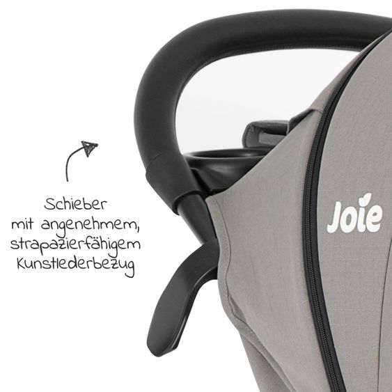 joie 2in1 Kombi-Kinderwagen-Set Litetrax Pro bis 22 kg belastbar mit Schieber-Ablagefach, Babywanne Ramble, Adapter & Zubehör Paket - Pebble