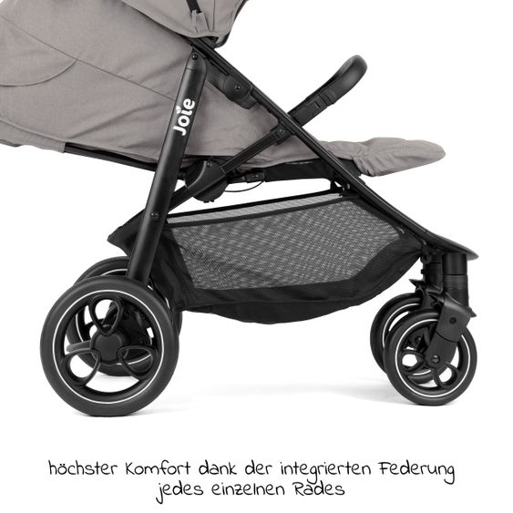 joie Set passeggino 2in1 Litetrax Pro fino a 22 kg di portata con vano portaoggetti, navicella Ramble, adattatore e pacchetto accessori - Pebble