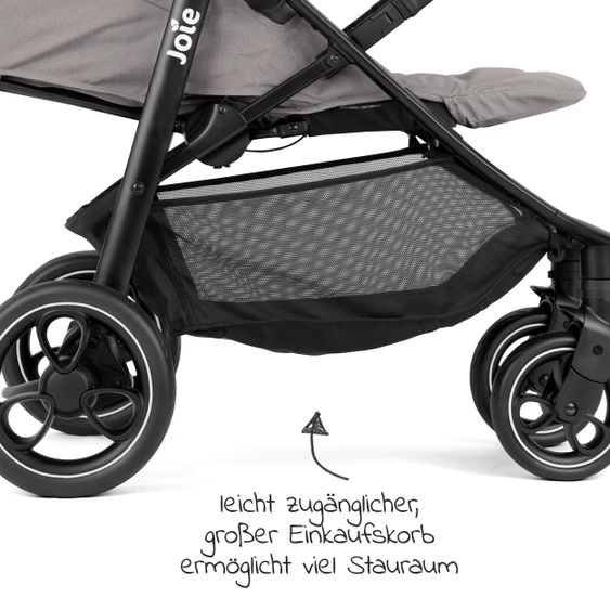 joie Set passeggino 2in1 Litetrax Pro fino a 22 kg di portata con vano portaoggetti, navicella Ramble, adattatore e pacchetto accessori - Pebble