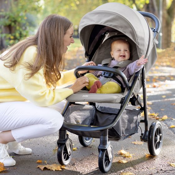 joie Set passeggino 2in1 Litetrax Pro fino a 22 kg di portata con vano portaoggetti, navicella Ramble, adattatore e pacchetto accessori - Pebble