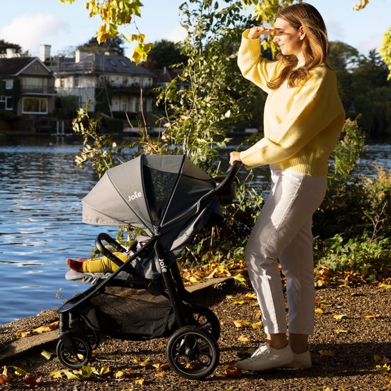 joie Set passeggino 2in1 Litetrax Pro fino a 22 kg di portata con vano portaoggetti, navicella Ramble, adattatore e pacchetto accessori - Pebble