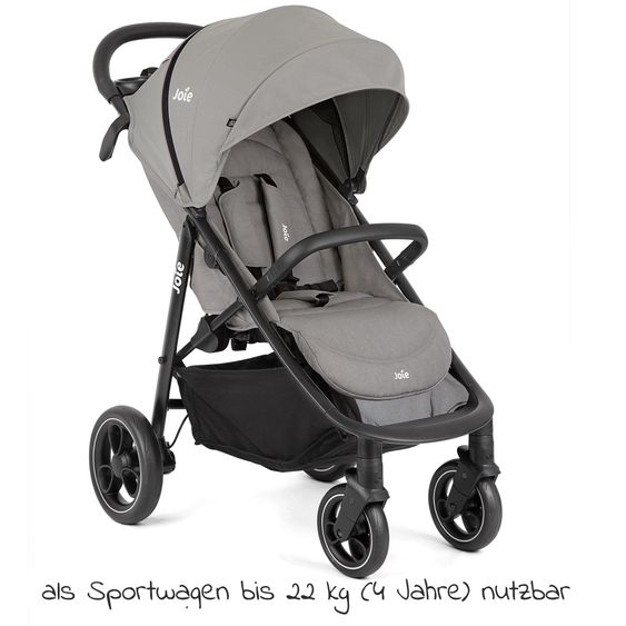 joie Set passeggino 2in1 Litetrax Pro fino a 22 kg di portata con vano portaoggetti, navicella Ramble, adattatore e pacchetto accessori - Pebble