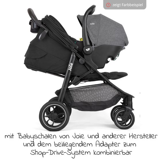 joie Set passeggino 2in1 Litetrax Pro fino a 22 kg di portata con vano portaoggetti, navicella Ramble, adattatore e pacchetto accessori - Pebble