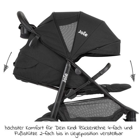 joie 2in1 Kombi-Kinderwagen-Set Litetrax Pro bis 22 kg belastbar mit Schieber-Ablagefach, Babywanne Ramble, Adapter & Zubehör Paket - Shale