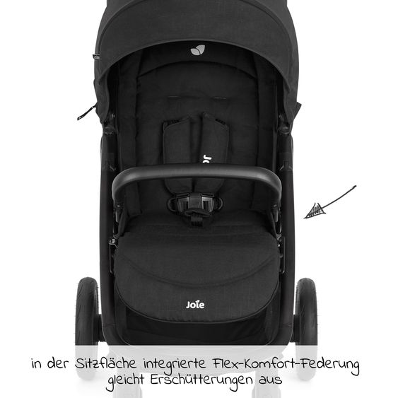 joie 2in1 Kombi-Kinderwagen-Set Litetrax Pro bis 22 kg belastbar mit Schieber-Ablagefach, Babywanne Ramble, Adapter & Zubehör Paket - Shale