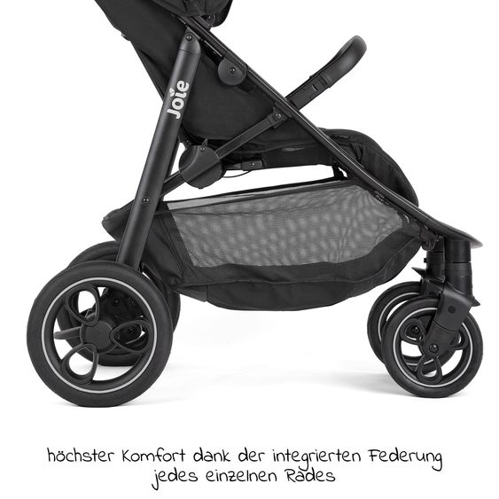 joie 2in1 Kombi-Kinderwagen-Set Litetrax Pro bis 22 kg belastbar mit Schieber-Ablagefach, Babywanne Ramble, Adapter & Zubehör Paket - Shale