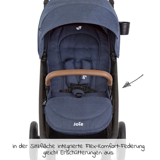 joie 2in1 baby carriage set Mytrax Pro up to 22 kg load capacity with baby carriage chain & ring gripper - telescopic push bar, cup holder, Ramble carrycot, adapter & accessory pack - Blueberry