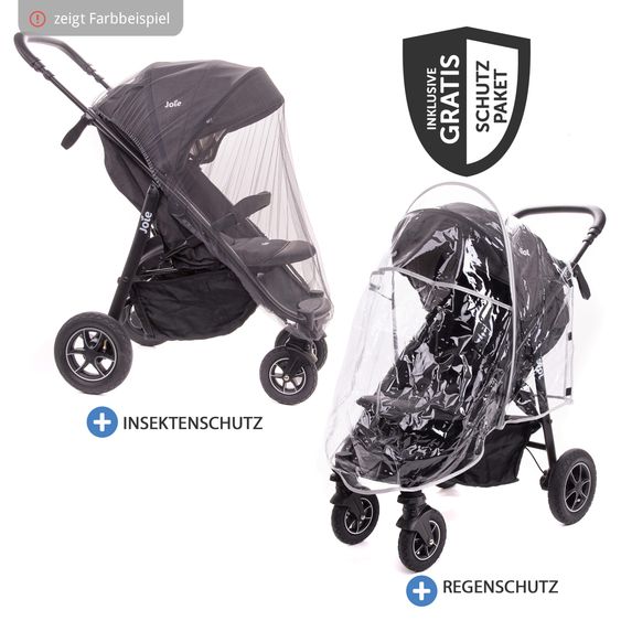 joie 2in1 Kombi-Kinderwagen-Set Mytrax Pro bis 22 kg belastbar mit Kinderwagenkette & Ring-Greifling - Teleskopschieber, Getränkehalter, Babywanne Ramble, Adapter & Zubehörpaket - Blueberry