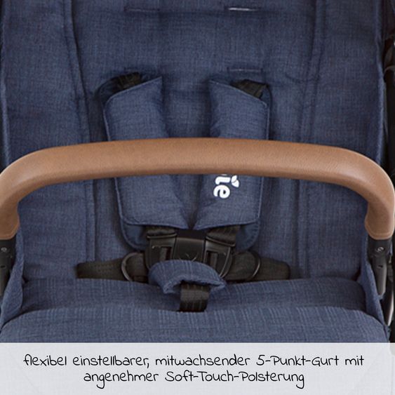 joie 2in1 Kombi-Kinderwagen-Set Mytrax Pro bis 22 kg belastbar mit Kinderwagenkette & Ring-Greifling - Teleskopschieber, Getränkehalter, Babywanne Ramble, Adapter & Zubehörpaket - Blueberry