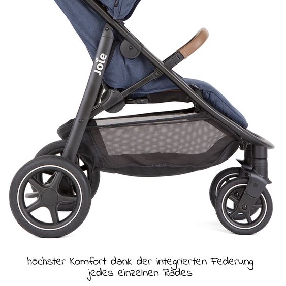 joie 2in1 Kombi-Kinderwagen-Set Mytrax Pro bis 22 kg belastbar mit Kinderwagenkette & Ring-Greifling - Teleskopschieber, Getränkehalter, Babywanne Ramble, Adapter & Zubehörpaket - Blueberry