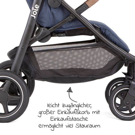 joie 2in1 Kombi-Kinderwagen-Set Mytrax Pro bis 22 kg belastbar mit Kinderwagenkette & Ring-Greifling - Teleskopschieber, Getränkehalter, Babywanne Ramble, Adapter & Zubehörpaket - Blueberry