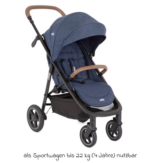 joie 2in1 Kombi-Kinderwagen-Set Mytrax Pro bis 22 kg belastbar mit Kinderwagenkette & Ring-Greifling - Teleskopschieber, Getränkehalter, Babywanne Ramble, Adapter & Zubehörpaket - Blueberry