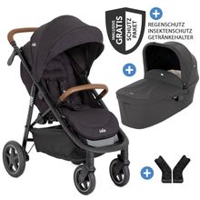 2in1 Kombi-Kinderwagen-Set Mytrax Pro bis 22 kg belastbar mit Teleskopschieber, Getränkehalter, Babywanne Ramble, Adapter & Zubehör Paket - Shale