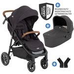 joie 2in1 Kombi-Kinderwagen-Set Mytrax Pro bis 22 kg belastbar mit Teleskopschieber, Getränkehalter, Babywanne Ramble, Adapter & Zubehör Paket - Shale