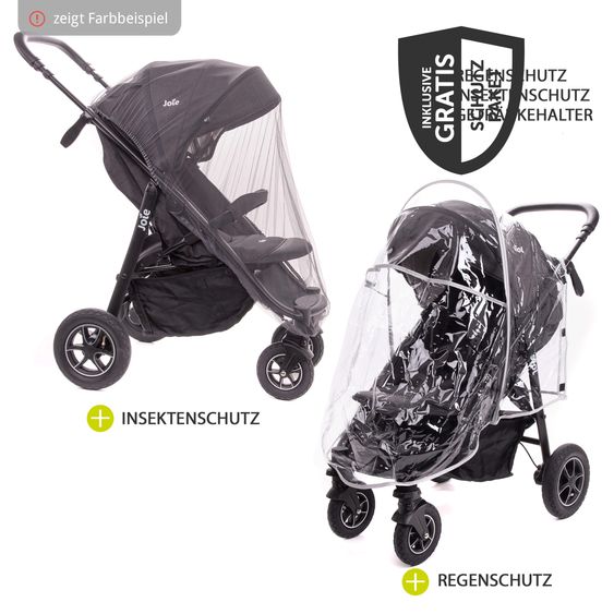 joie 2in1 Kombi-Kinderwagen-Set Mytrax Pro bis 22 kg belastbar mit Teleskopschieber, Getränkehalter, Babywanne Ramble, Adapter & Zubehör Paket - Shale