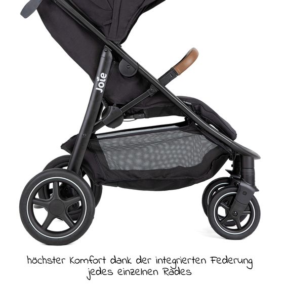 joie 2in1 Kombi-Kinderwagen-Set Mytrax Pro bis 22 kg belastbar mit Teleskopschieber, Getränkehalter, Babywanne Ramble, Adapter & Zubehör Paket - Shale