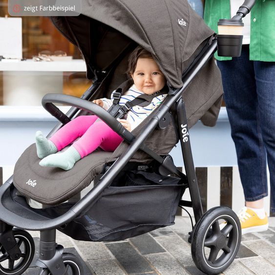 joie 2in1 Kombi-Kinderwagen-Set Mytrax Pro bis 22 kg belastbar mit Teleskopschieber, Getränkehalter, Babywanne Ramble, Adapter & Zubehör Paket - Shale