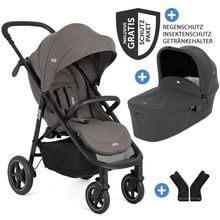 2in1 Kombi-Kinderwagen-Set Mytrax Pro bis 22 kg belastbar mit Teleskopschieber, Getränkehalter, Babywanne Ramble, Adapter & Zubehör Paket - Thunder