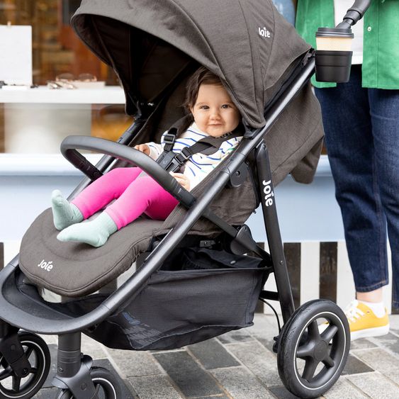 joie 2in1 Kombi-Kinderwagen-Set Mytrax Pro bis 22 kg belastbar mit Teleskopschieber, Getränkehalter, Babywanne Ramble, Adapter & Zubehör Paket - Thunder