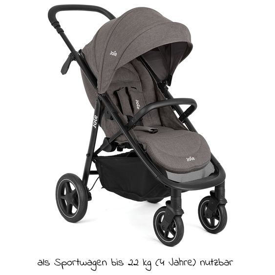 joie 2in1 Kombi-Kinderwagen-Set Mytrax Pro bis 22 kg belastbar mit Teleskopschieber, Getränkehalter, Babywanne Ramble, Adapter & Zubehör Paket - Thunder