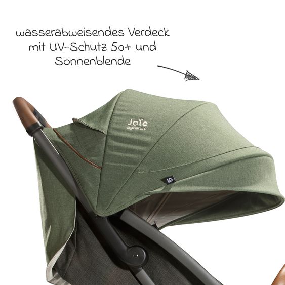 Joie Signature 2in1 Kombi-Kinderwagen-Set Parcel bis 22 kg belastbar mit Liegefunktion, Babywanne Ramble XL, Adapter, Regenschutz, Insektenschutz & Transporttasche - Signature - Pine