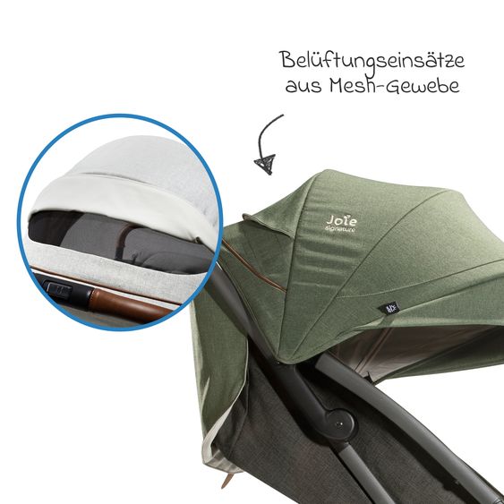 Joie Signature 2in1 Kombi-Kinderwagen-Set Parcel bis 22 kg belastbar mit Liegefunktion, Babywanne Ramble XL, Adapter, Regenschutz, Insektenschutz & Transporttasche - Signature - Pine