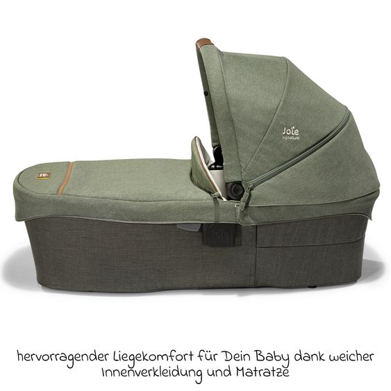 Joie Signature 2in1 Kombi-Kinderwagen-Set Parcel bis 22 kg belastbar mit Liegefunktion, Babywanne Ramble XL, Adapter, Regenschutz, Insektenschutz & Transporttasche - Signature - Pine