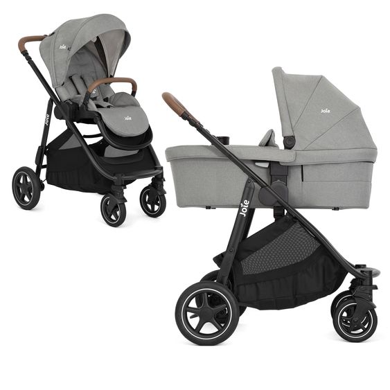 joie 2in1 Kombi-Kinderwagen-Set Versatrax bis 22 kg belastbar mit Babywanne Ramble XL, Adapter & Zubehörpaket - Pebble