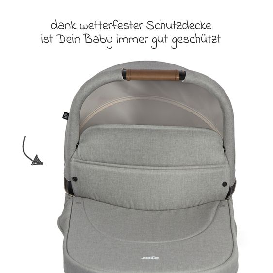 joie 2in1 Kombi-Kinderwagen-Set Versatrax bis 22 kg belastbar mit Babywanne Ramble XL, Adapter & Zubehörpaket - Pebble
