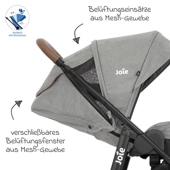 joie 2in1 Kombi-Kinderwagen-Set Versatrax bis 22 kg belastbar mit Babywanne Ramble XL, Adapter & Zubehörpaket - Pebble