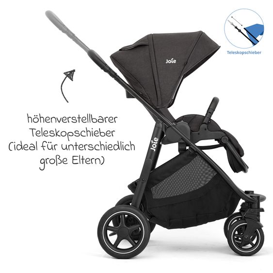 joie 2in1 Kombi-Kinderwagen-Set Versatrax bis 22 kg belastbar mit Babywanne Ramble XL, Adapter & Zubehörpaket - Shale