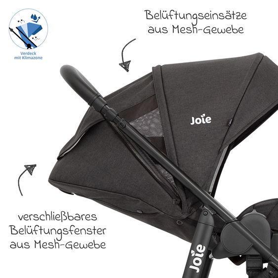 joie 2in1 Kombi-Kinderwagen-Set Versatrax bis 22 kg belastbar mit Babywanne Ramble XL, Adapter & Zubehörpaket - Shale