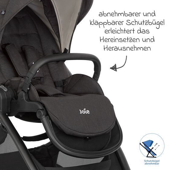 joie 2in1 Kombi-Kinderwagen-Set Versatrax bis 22 kg belastbar mit Babywanne Ramble XL, Adapter & Zubehörpaket - Shale